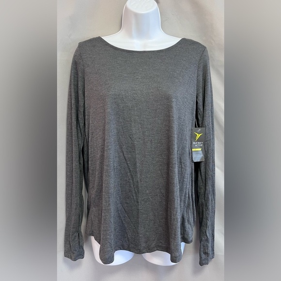 Old Navy Shirt Women’s Sz Medium‎ Gray Active Long Sleeve Open Back T Shirt - Picture 1 of 10